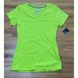 Nike Dri-Fit Knit Short Sleeve Bright‎ Neón Yellow Running Tee Shirt Womens M